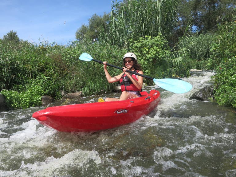 Kayaking the rapids with LA River Kayak Safari